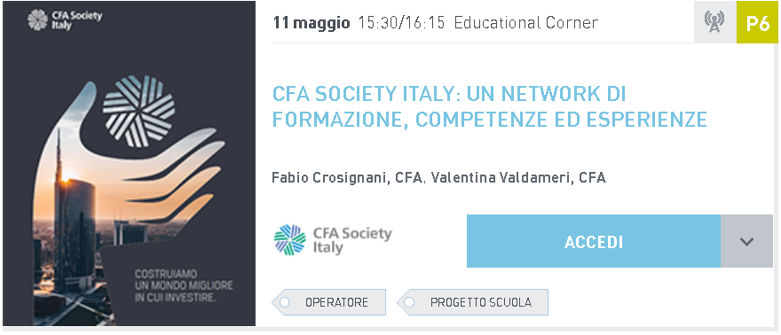 Scopri di più sull'articolo CFA SOCIETY ITALY: UN NETWORK DI FORMAZIONE, COMPETENZE ED ESPERIENZE